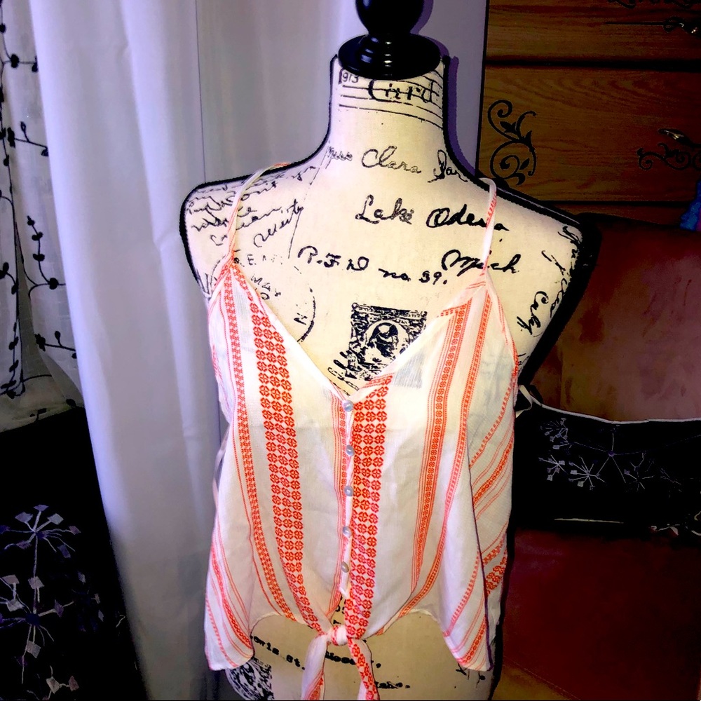 Coral Striped Tank Top Forever 21, size Med